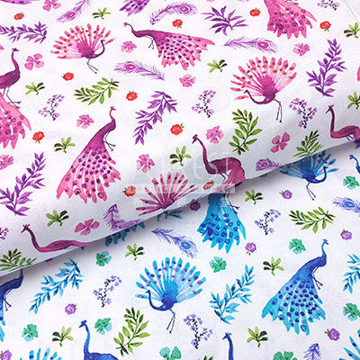 cotton - Peacock Park fabric - forest-fabric