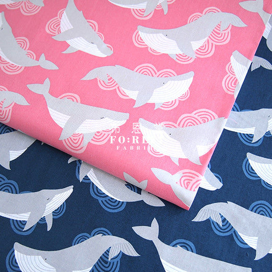 cotton - whale fabric - forest-fabric