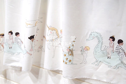 cotton - MAGICAL PARADE  (double border) fabric - white - forest-fabric