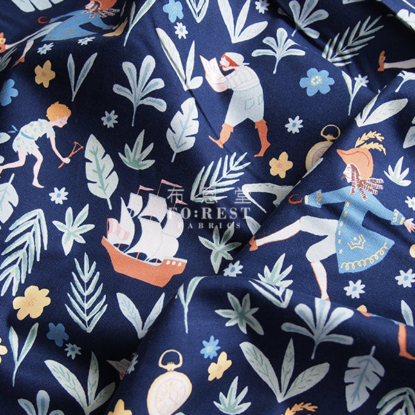 cotton - Awfully big adventure fabric - navy - forest-fabric
