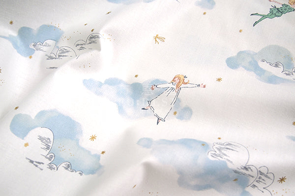 cotton - Peter and Wendy fabric - blue - forest-fabric