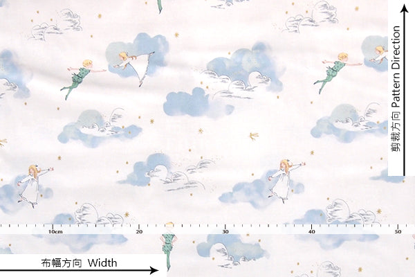 cotton - Peter and Wendy fabric - blue - forest-fabric