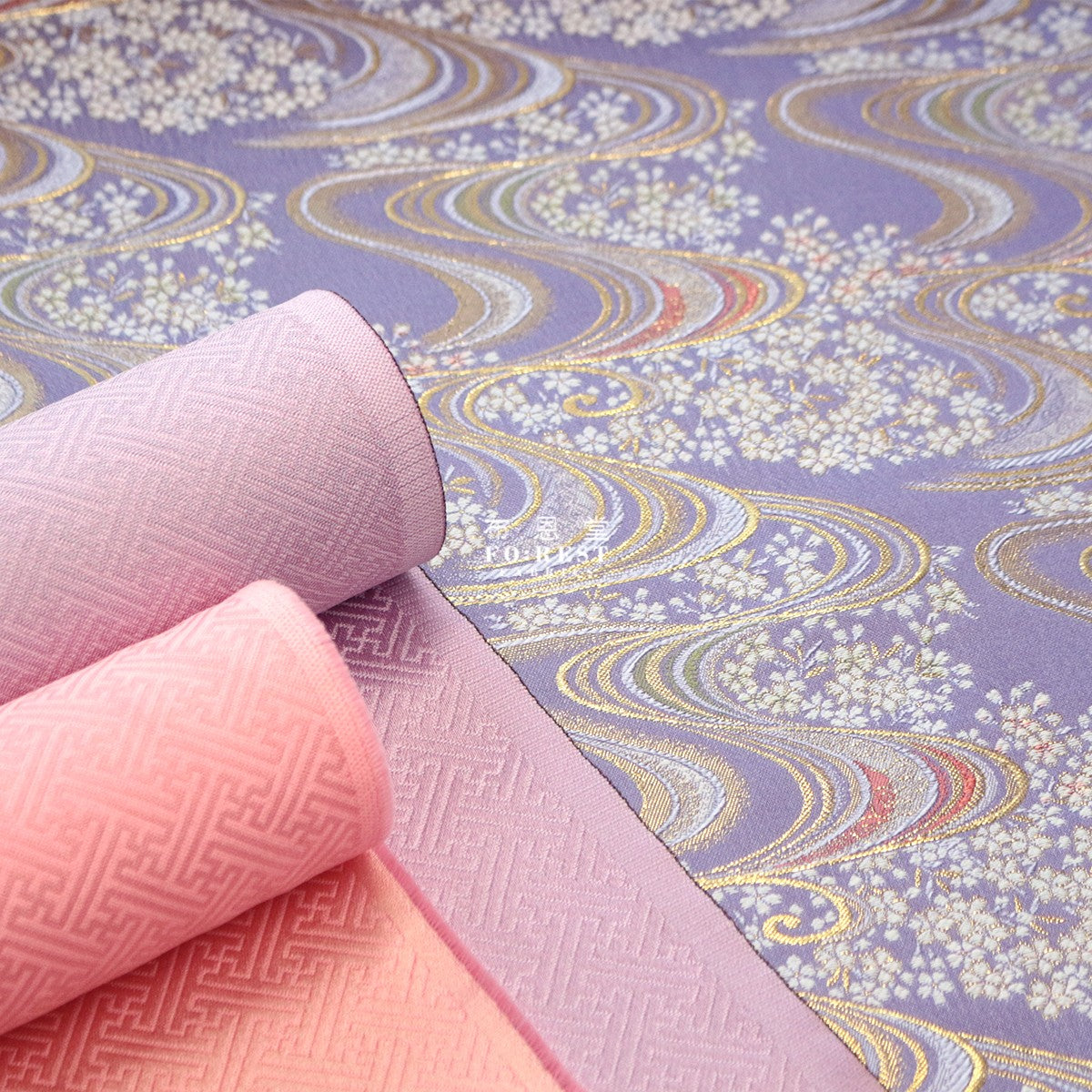 Gold Brocade - Sakura River fabric PURPLE - forestfabric 布恩堂