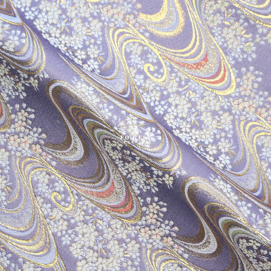 Gold Brocade - Sakura River fabric PURPLE - forestfabric 布恩堂