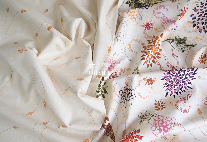 cotton - Timothy grass Orange - forest-fabric