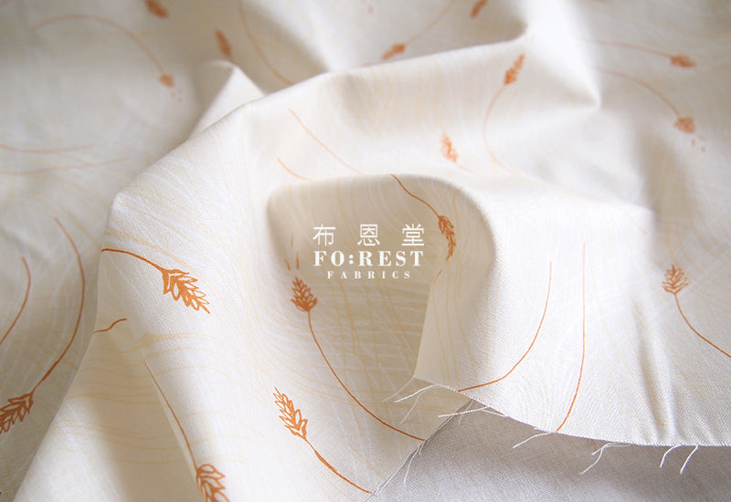 cotton - Timothy grass Orange - forest-fabric