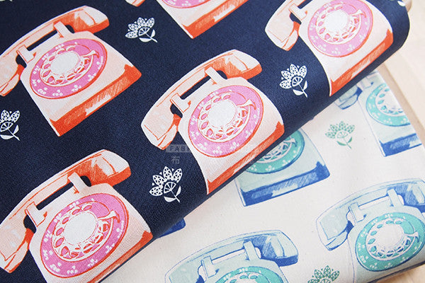 C+S cotton - TELEPHONES fabric - forest-fabric