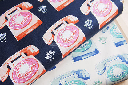 C+S cotton - TELEPHONES fabric - forest-fabric
