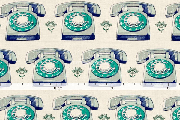 C+S cotton - TELEPHONES fabric - forest-fabric