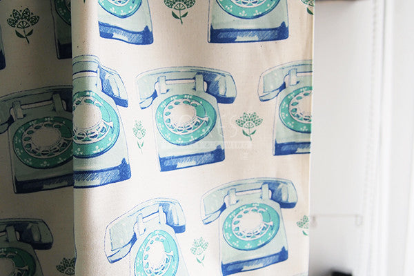 C+S cotton - TELEPHONES fabric - forest-fabric