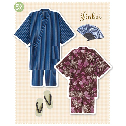 ADULT Jinbei Jacket | Paper Pattern 甚平 - FO:REST Fabric 布恩堂Liberty fabrictana lawnjapanese fabricykk zipper