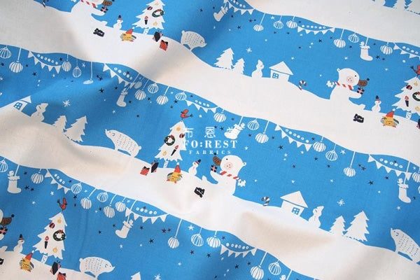 C+S - cotton - Christmas  Mr. Polar Bear fabric - forest-fabric
