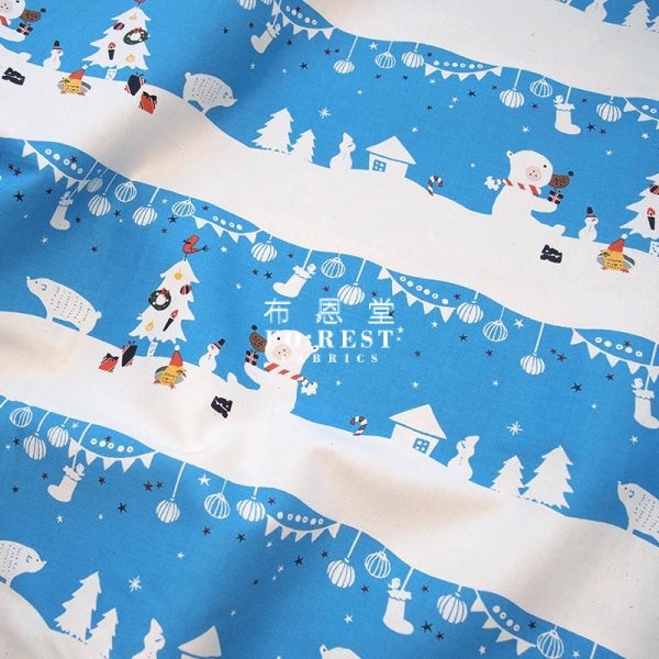 C+S - cotton - Christmas  Mr. Polar Bear fabric - forest-fabric