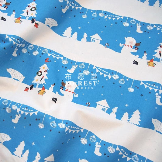 C+S - cotton - Christmas  Mr. Polar Bear fabric - forest-fabric