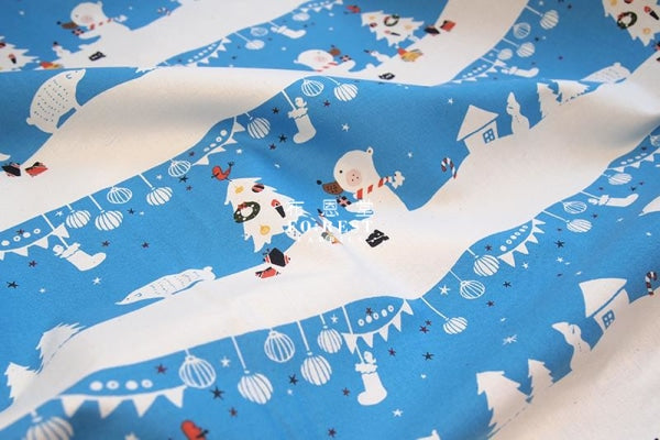 C+S - cotton - Christmas  Mr. Polar Bear fabric - forest-fabric