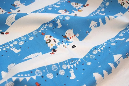C+S - cotton - Christmas  Mr. Polar Bear fabric - forest-fabric