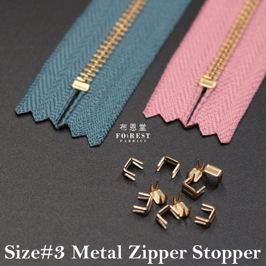 C Shape Metal Zipper Stopper - Gold