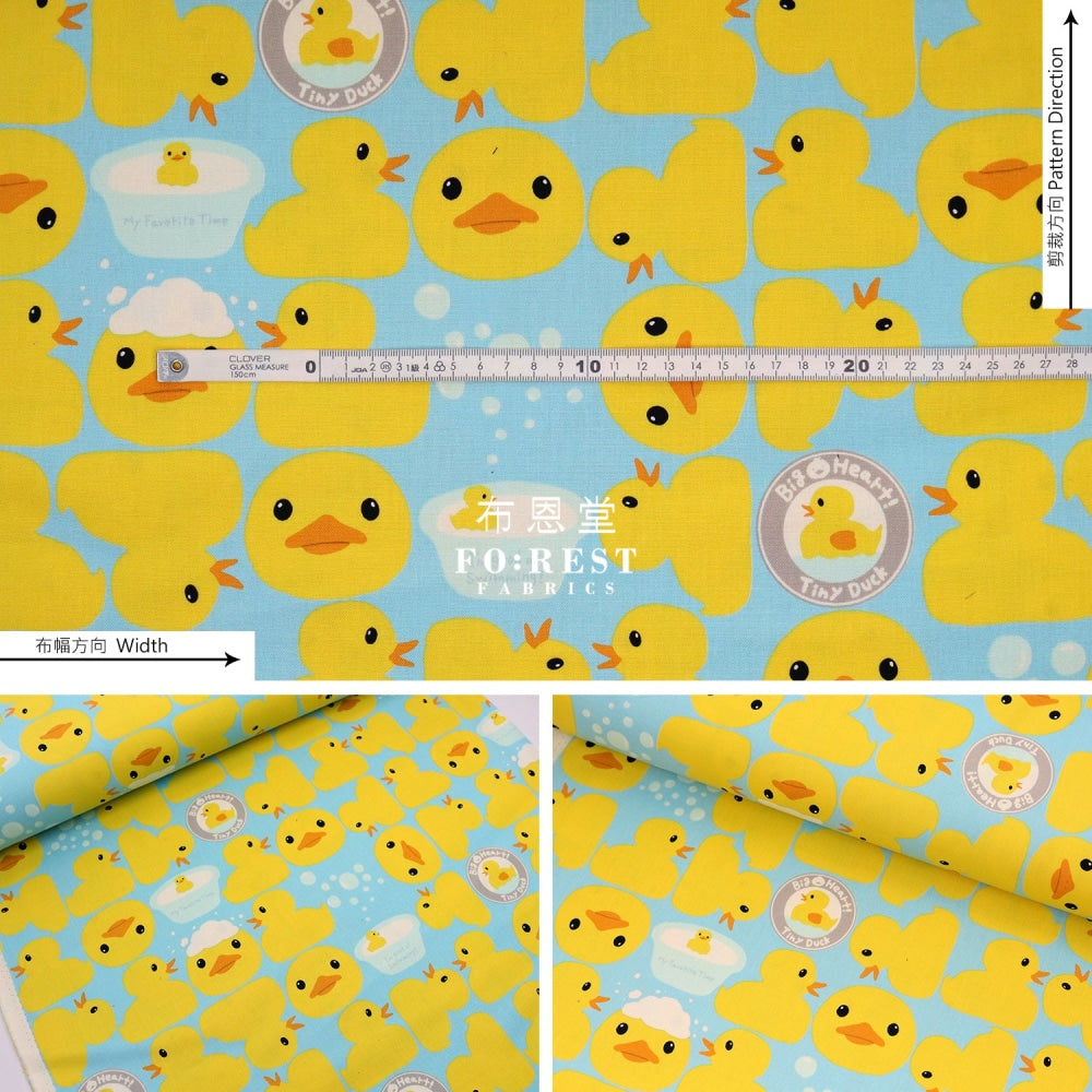 Canvas - Bathing Duck Blue Cotton Linen Canvas