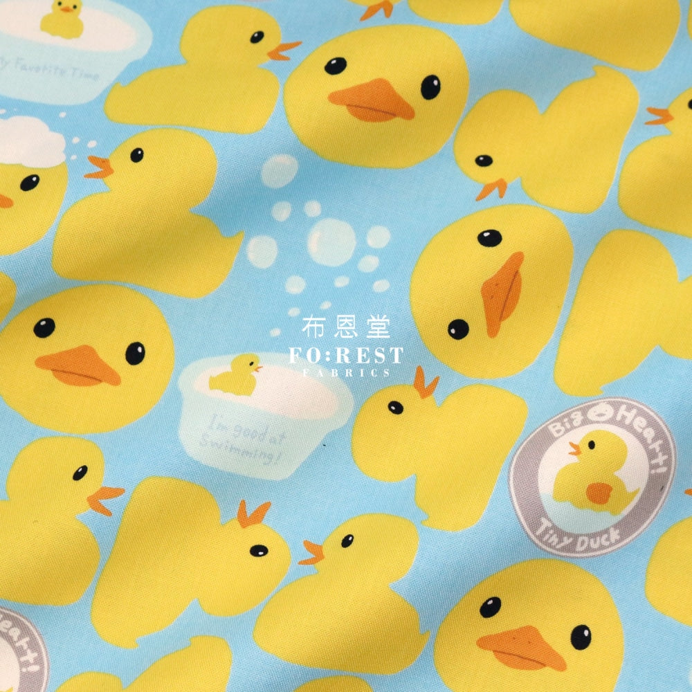 Canvas - Bathing Duck Blue Cotton Linen Canvas