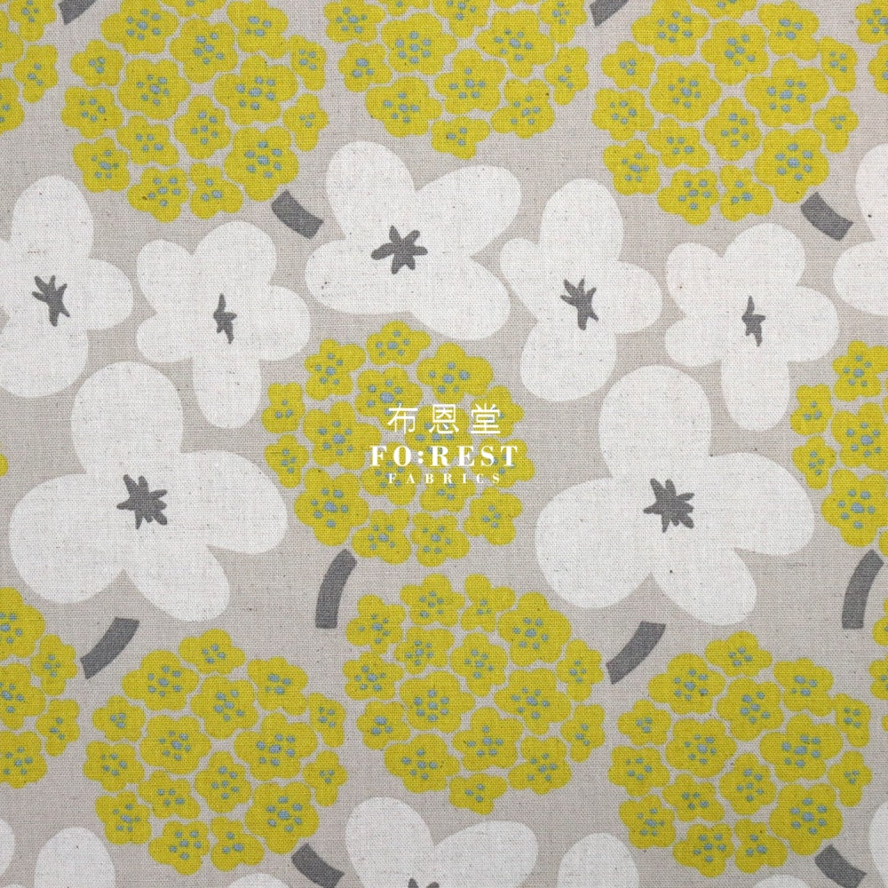 Canvas - Bouquet Fabric Yellow Cotton Linen Canvas
