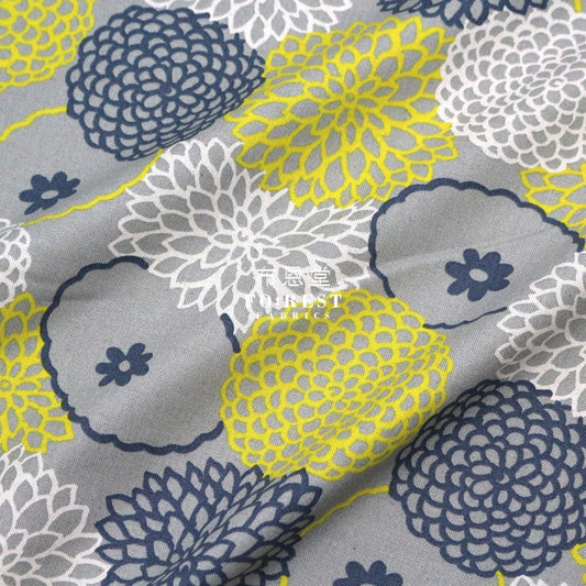 Canvas - Deco Bouquet Fabric Gray Cotton Linen Canvas