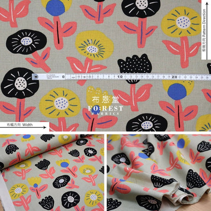 Canvas - flower cookies fabric Gray - FO:REST Fabric 布恩堂Liberty fabrictana lawnjapanese fabricykk zipper