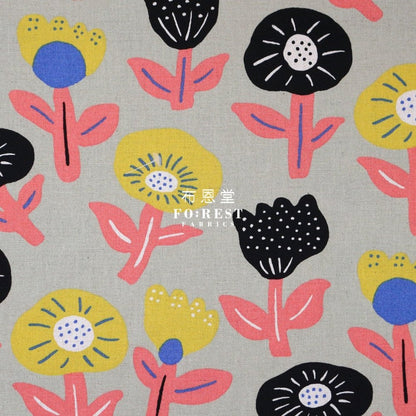 Canvas - flower cookies fabric Gray - FO:REST Fabric 布恩堂Liberty fabrictana lawnjapanese fabricykk zipper