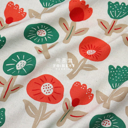 Canvas - Flower Cookies Fabric Natural Cotton Linen Canvas