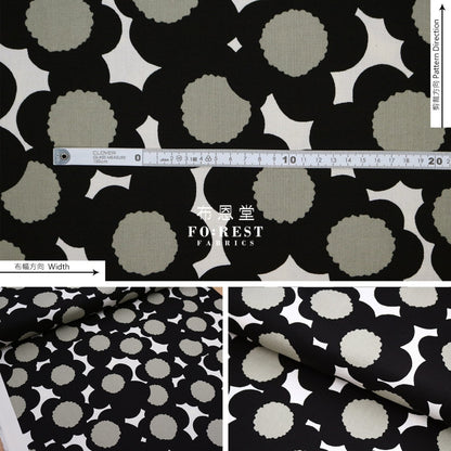 Canvas - Flower Fabric Black Cotton Linen Canvas