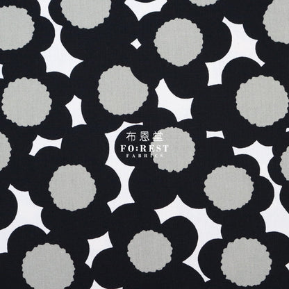 Canvas - Flower Fabric Black Cotton Linen Canvas
