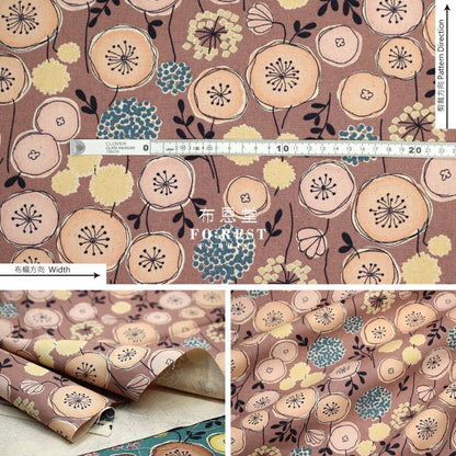 Canvas - Flower Leaf Fabric Dark Pink - FO:REST Fabric 布恩堂Liberty fabrictana lawnjapanese fabricykk zipper