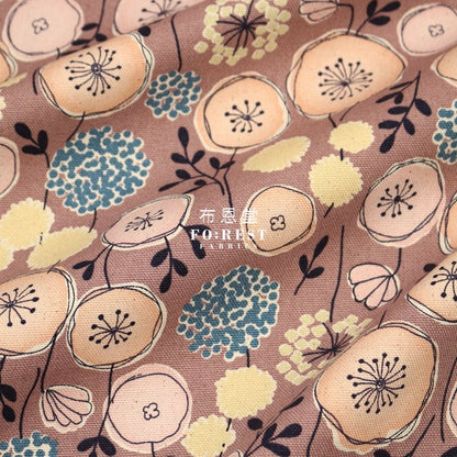 Canvas - Flower Leaf Fabric Dark Pink - FO:REST Fabric 布恩堂Liberty fabrictana lawnjapanese fabricykk zipper