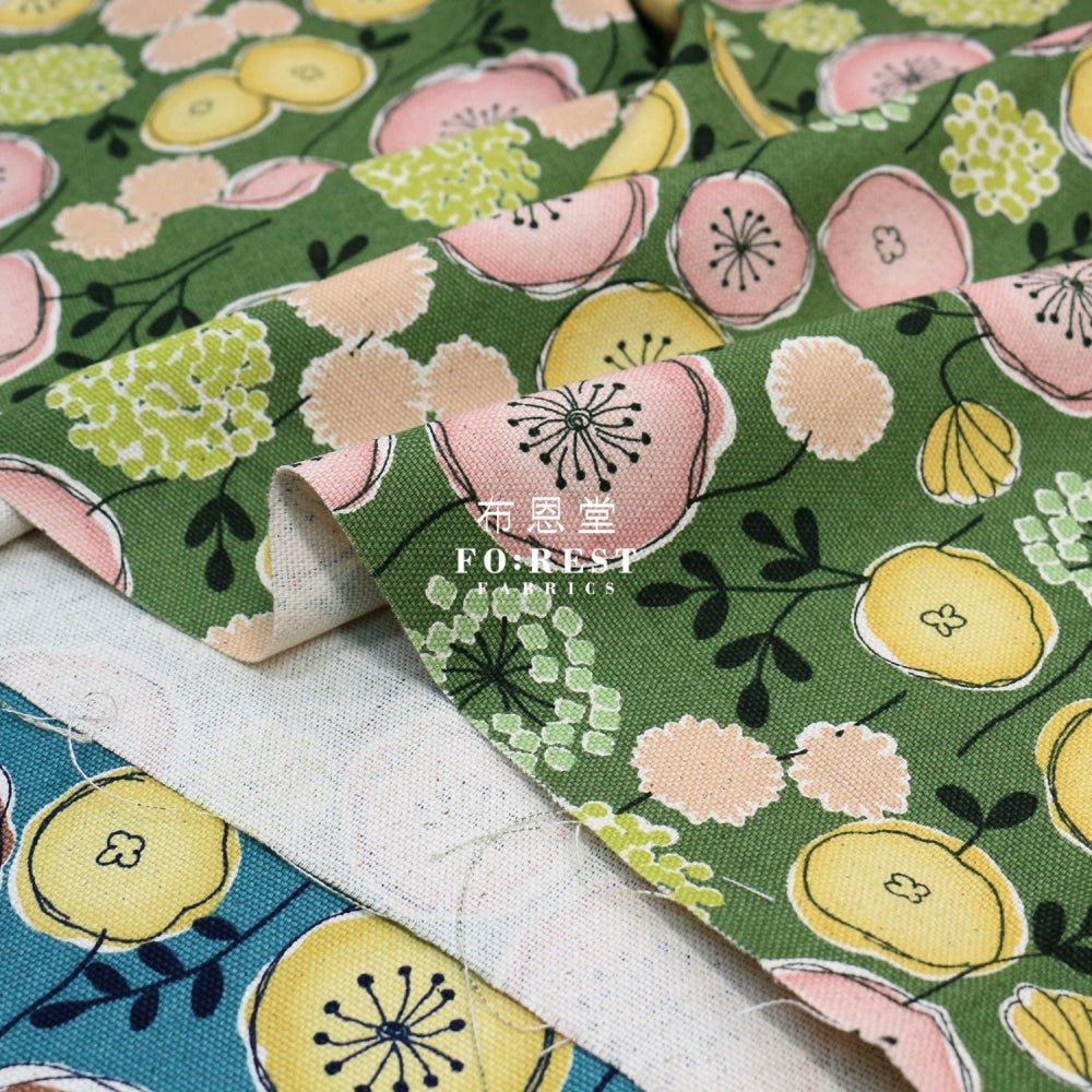 Canvas - Flower Leaf Fabric Green - FO:REST Fabric 布恩堂Liberty fabrictana lawnjapanese fabricykk zipper