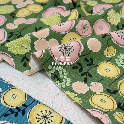 Canvas - Flower Leaf Fabric Green - FO:REST Fabric 布恩堂Liberty fabrictana lawnjapanese fabricykk zipper