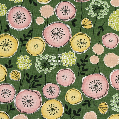Canvas - Flower Leaf Fabric Green - FO:REST Fabric 布恩堂Liberty fabrictana lawnjapanese fabricykk zipper