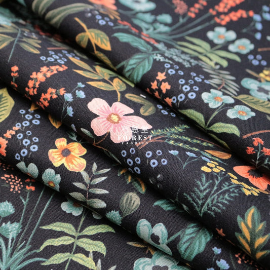 Canvas - Herb Garden Floral Fabric Black