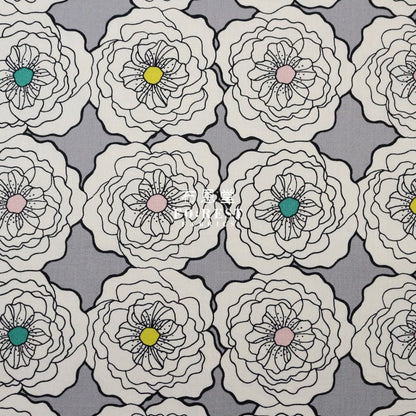 Canvas - Peony flower fabric Gray - FO:REST Fabric 布恩堂Liberty fabrictana lawnjapanese fabricykk zipper