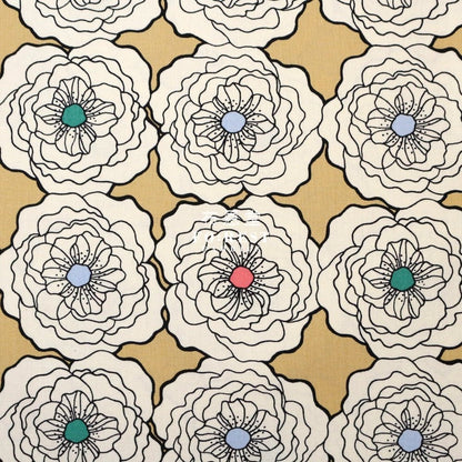 Canvas - Peony flower fabric Khaki - FO:REST Fabric 布恩堂Liberty fabrictana lawnjapanese fabricykk zipper