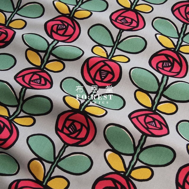 Canvas - Rose fabric Gray - FO:REST Fabric 布恩堂Liberty fabrictana lawnjapanese fabricykk zipper
