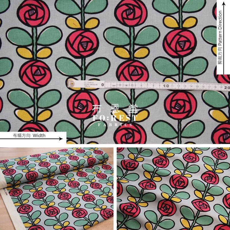 Canvas - Rose fabric Gray - FO:REST Fabric 布恩堂Liberty fabrictana lawnjapanese fabricykk zipper