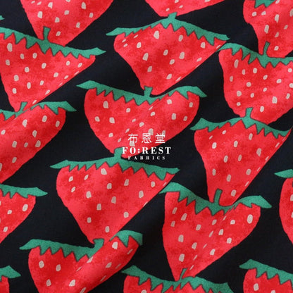 Canvas - strawberry fabric Black - FO:REST Fabric 布恩堂Liberty fabrictana lawnjapanese fabricykk zipper
