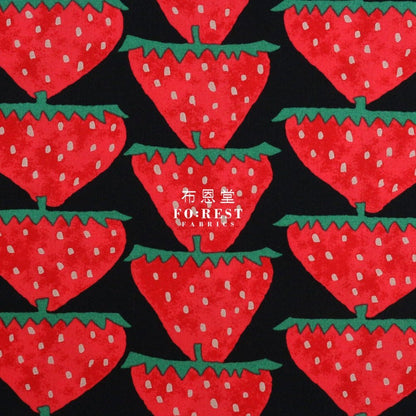 Canvas - strawberry fabric Black - FO:REST Fabric 布恩堂Liberty fabrictana lawnjapanese fabricykk zipper