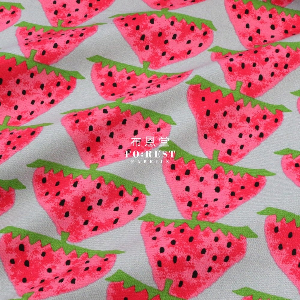 Canvas - strawberry fabric Gray - FO:REST Fabric 布恩堂Liberty fabrictana lawnjapanese fabricykk zipper