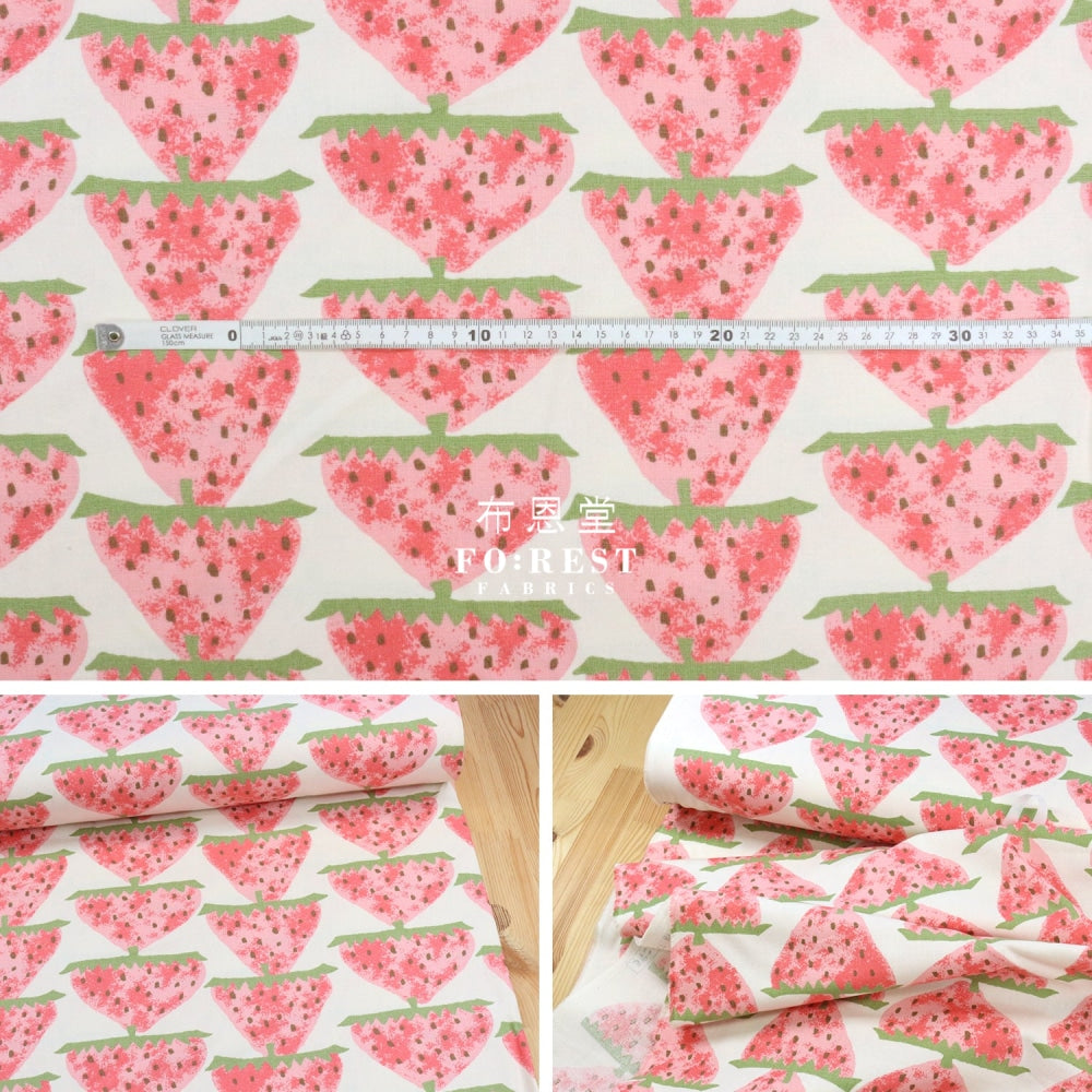 Canvas - Strawberry Fabric Natural Cotton Linen Canvas