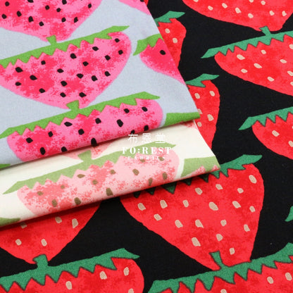 Canvas - Strawberry Fabric Natural Cotton Linen Canvas