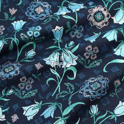 Copy Of Cotton - Brilliant Blooms Flower Navy