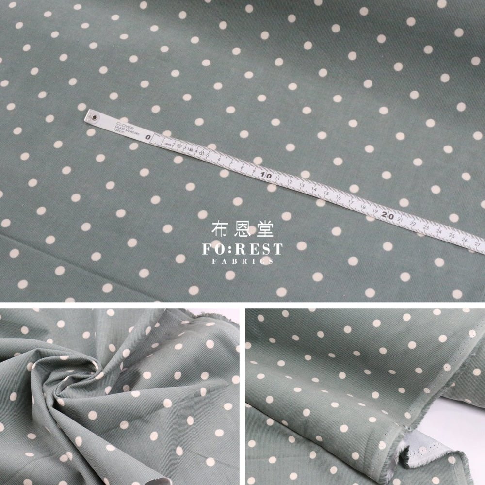 Corduroy - Dot fabric Green 燈芯絨 - FO:REST Fabric 布恩堂Liberty fabrictana lawnjapanese fabricykk zipper