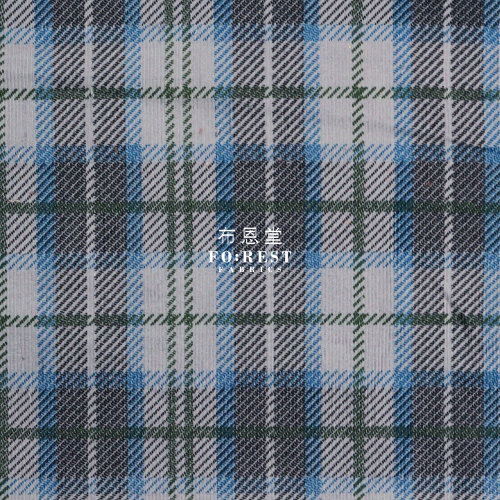 Corduroy - Tartan fabric Blue 燈芯絨 - FO:REST Fabric 布恩堂Liberty fabrictana lawnjapanese fabricykk zipper