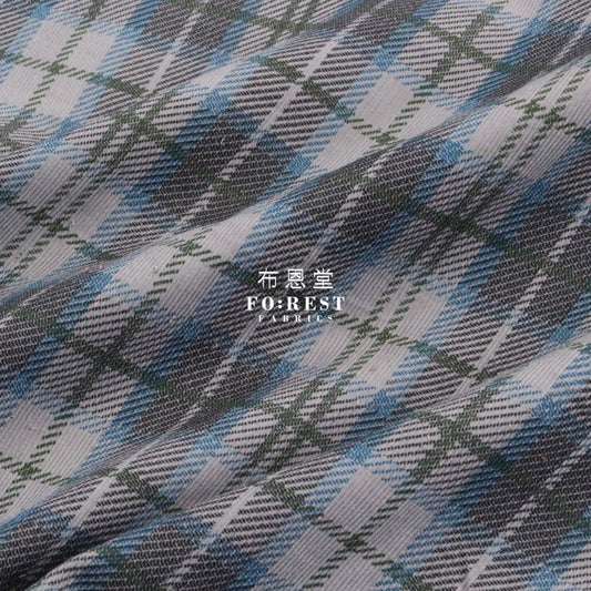 Corduroy - Tartan fabric Blue 燈芯絨 - FO:REST Fabric 布恩堂Liberty fabrictana lawnjapanese fabricykk zipper