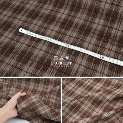 Corduroy - Tartan Fabric Brown 100%Brushed Cotton